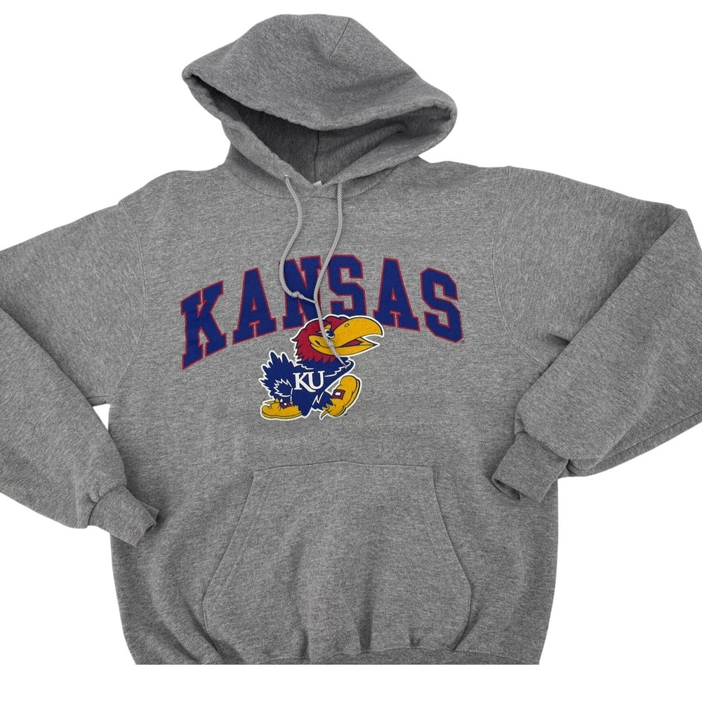 Kansas Jayhawks Hoodie Small Champion Kansas University Basketball‎ Mascot Gray